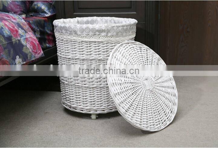 cheap round willow woven laundry hamper