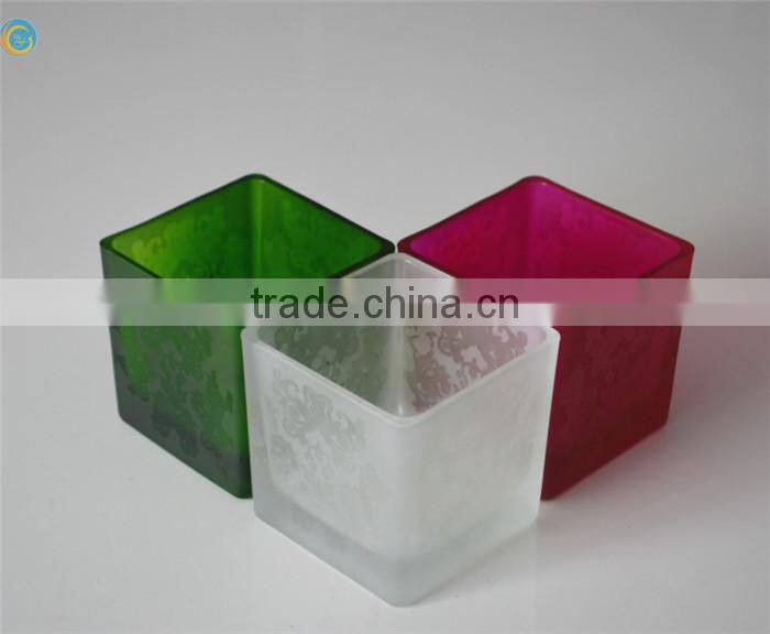 cheap square glass candleholder for wax