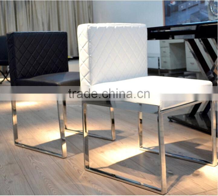 B8020 cheap pu cushion stainless steel cafe dining chair