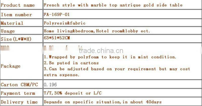 European style with marble top antique gold side table/console table FA-169P-01