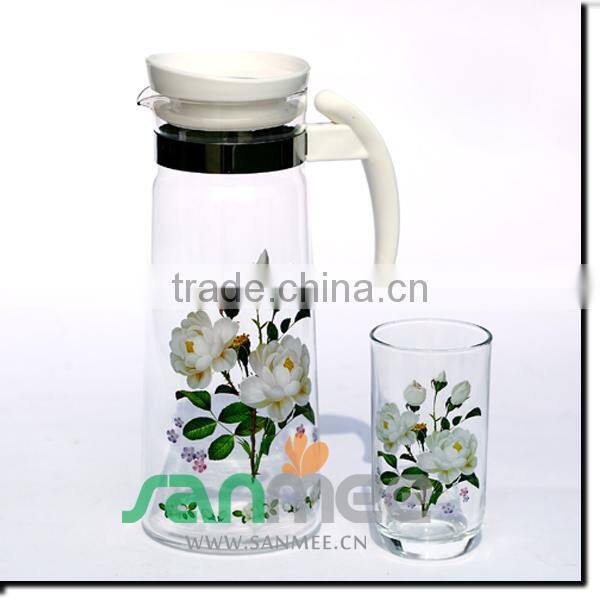 1L Heat Transfer Colorful Big Juice Gift Glass Water Sets
