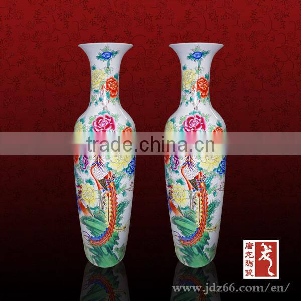 Luxury home decor big Jingdezhen hand painted ceramic vase
