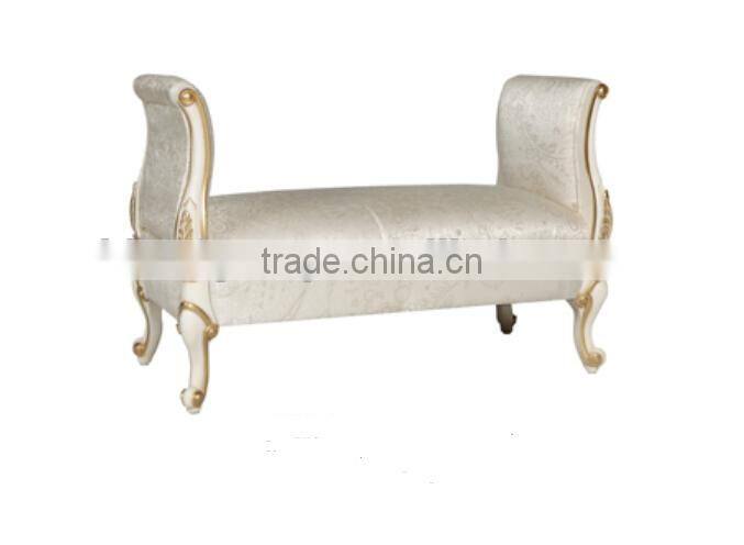 BISINI ivory color antique finished kids wooden upholstered dressing bench for bedroom - BF07-70302B