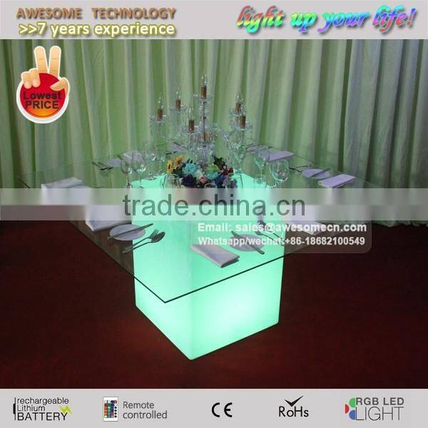 square led lighted plastic restaurant table / banquet hall tables