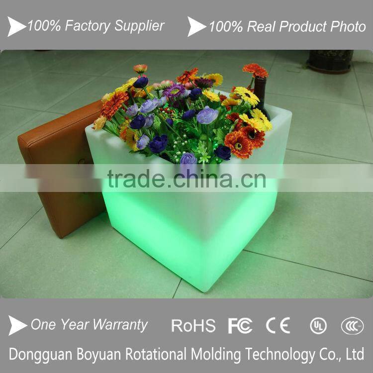 cubic shaped glowing balcony flower pots
