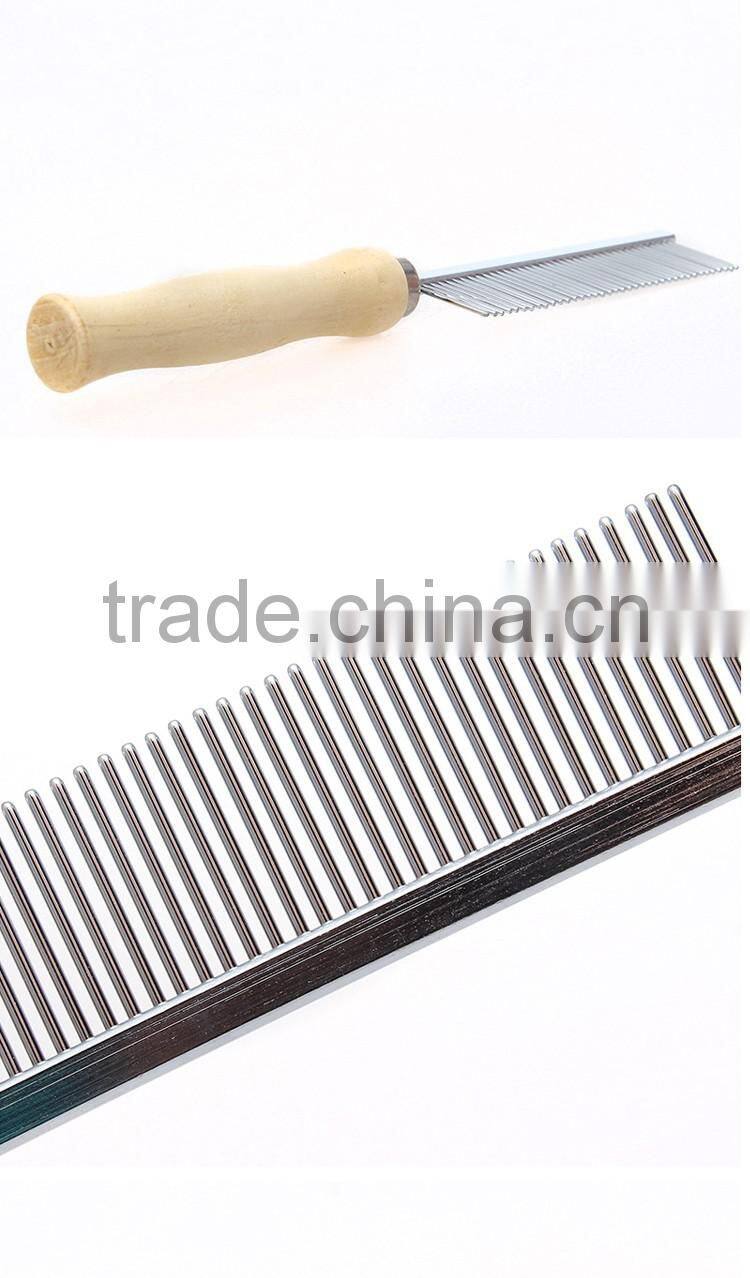 2017 newest wooden handle stainless steel pet comb Hot sale pet products