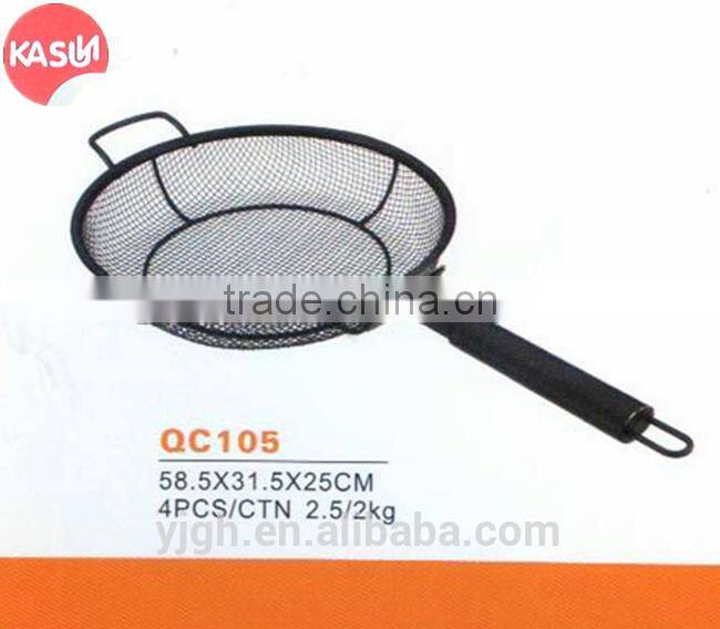 QC106 KASUN non stick mini fryer basket mesh BBQ roaster basket with cover