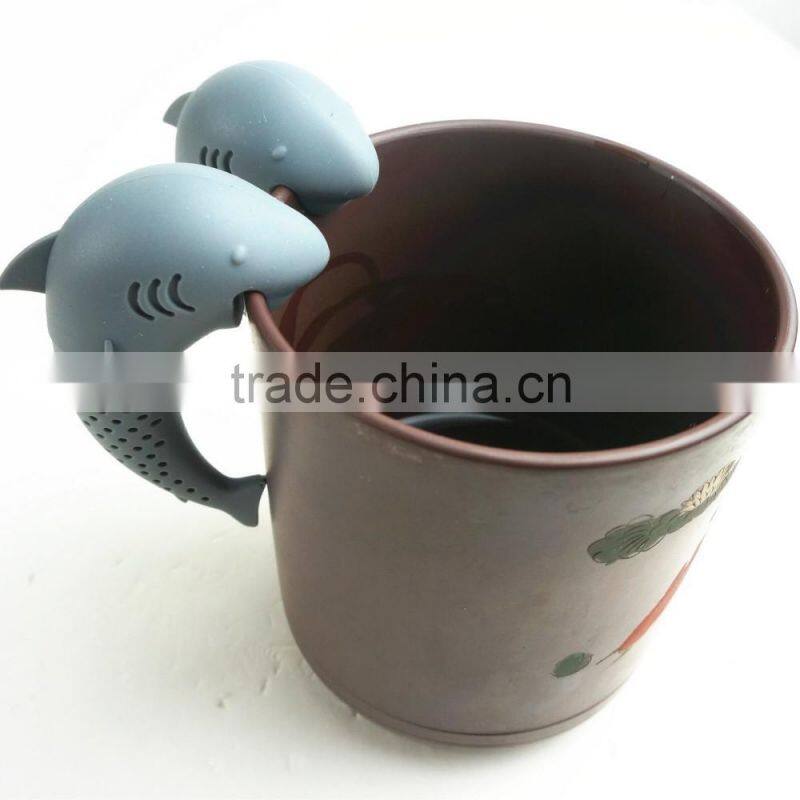 16159 Silicone Shark Infuser Loose Tea Leaf Strainer Herbal Spice Filter Diffuser