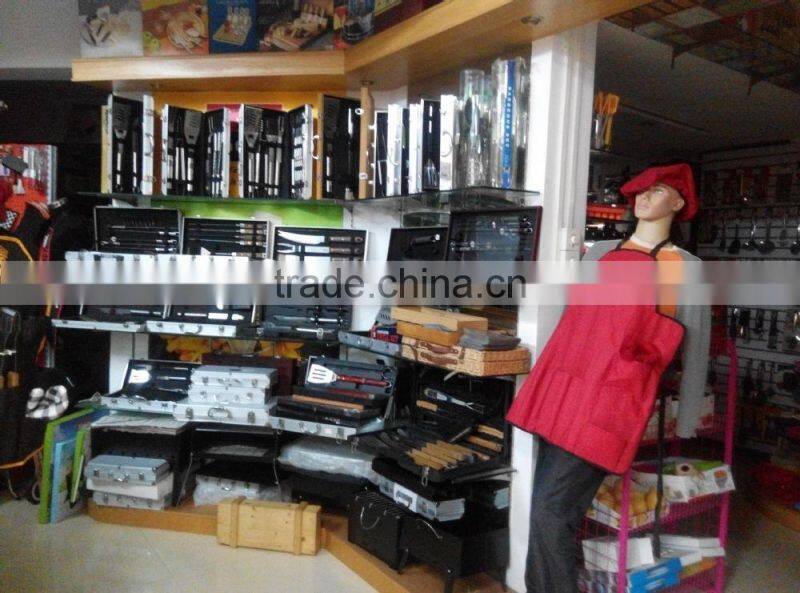 p45-059 6pc stainless steel color knife set with wooden folding block