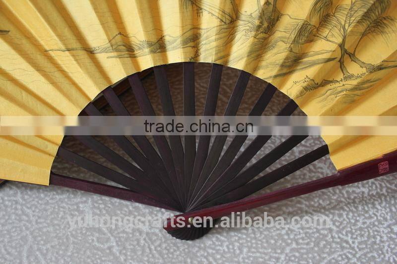 Cheap bamboo silk fan for advertising