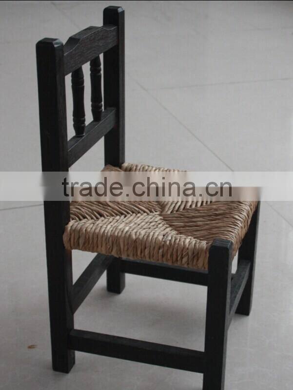 solid wooden children chair with ratten cushion