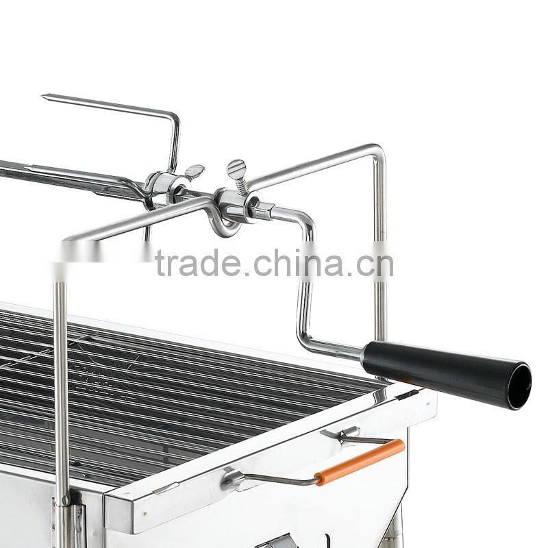 Rotating BBQ Charcocal grill with Stainless Steel wire mesh