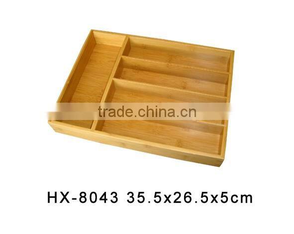 Bamboo utility drawer utensil organizer