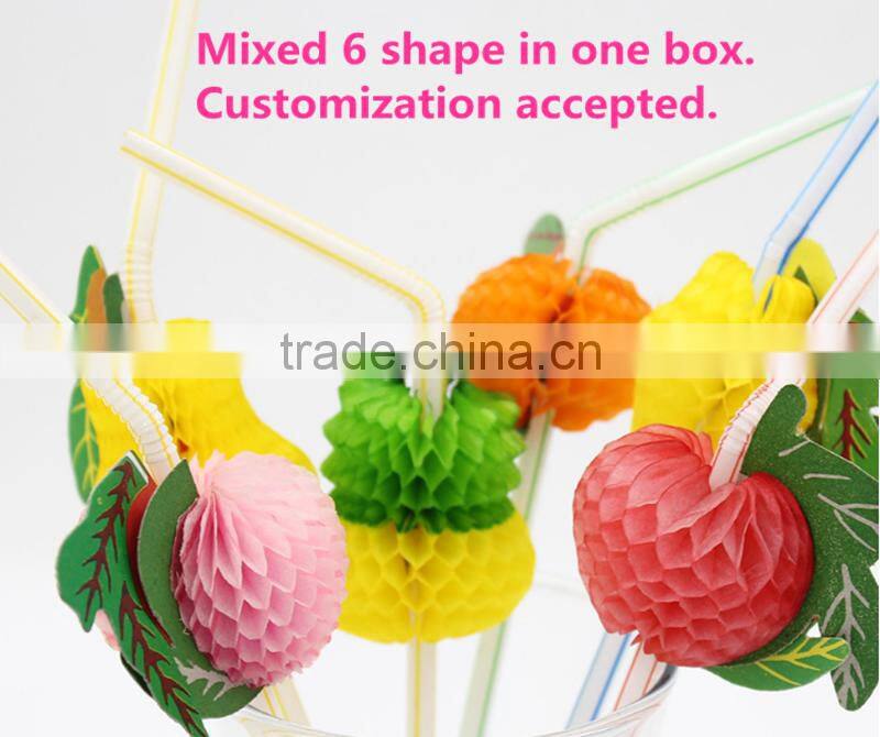 3D Fruit Drinking Plastic Straw 50pcs in a box Birthday Party Bar Cocktail Decoration Christmas