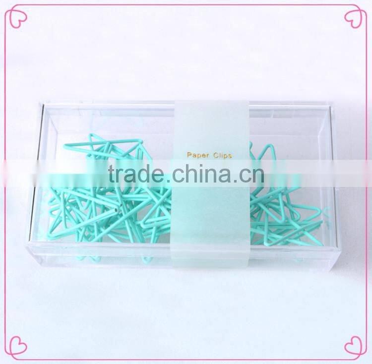 Creative ligh blue color star shape paper clip in transparent box 12pcs/box