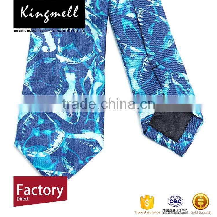 Custom characteristic sharks digital printed silk men's ties
