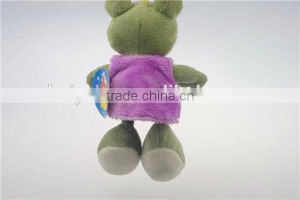 New design smile frog custom plush keychain with waistcoat