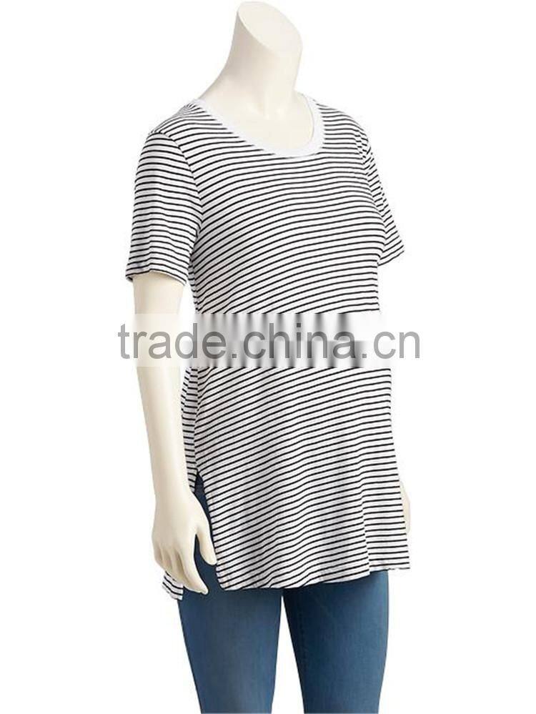 100%cotton comfortable big tall wholesale round neck maternity two tone t-shirt