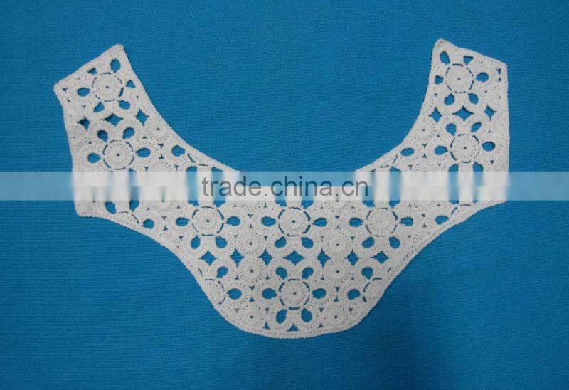 fashion crochet cotton white neck lace for ladies garment