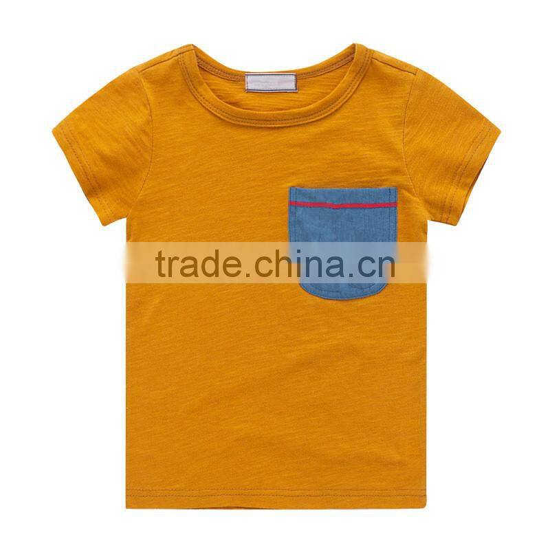 Wholesale Kids Summer Right Side Pocket Blank Cotton T-shirt