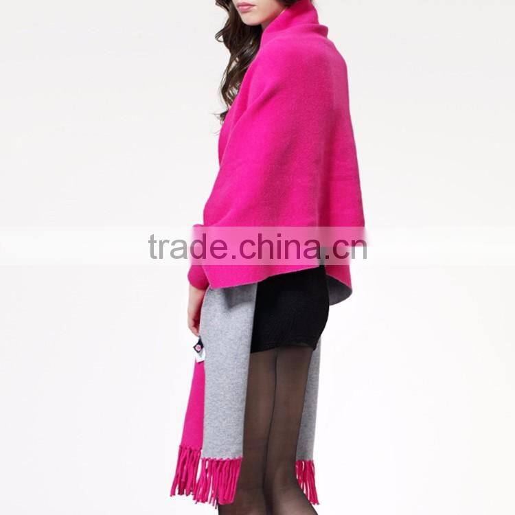 New design elegant women scarf winter warm two layer fringe pashmina