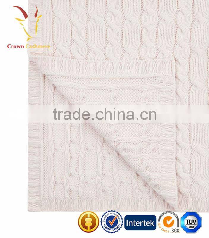 High Quality Cable Knitted Cashmere Baby Blanket