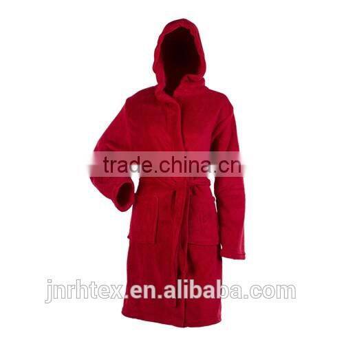 100% cotton terry hooded bathrobe for women