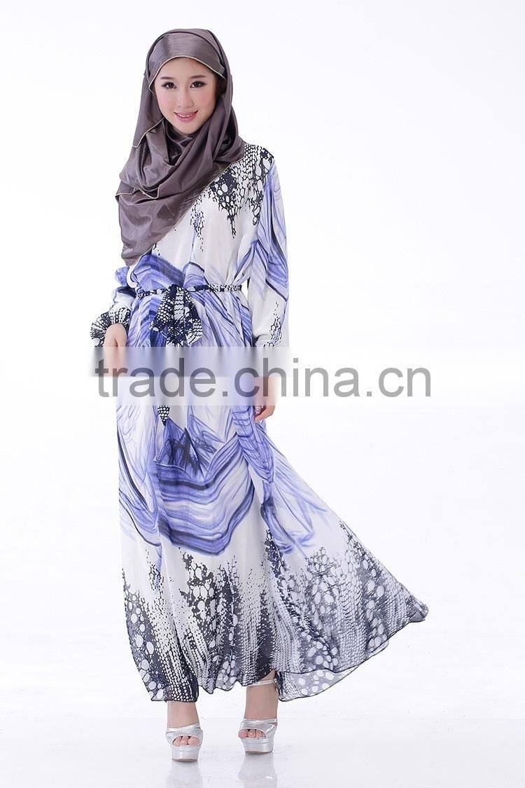 latest design Thailand Indonesia women dress Muslim dress Long sleeve dress