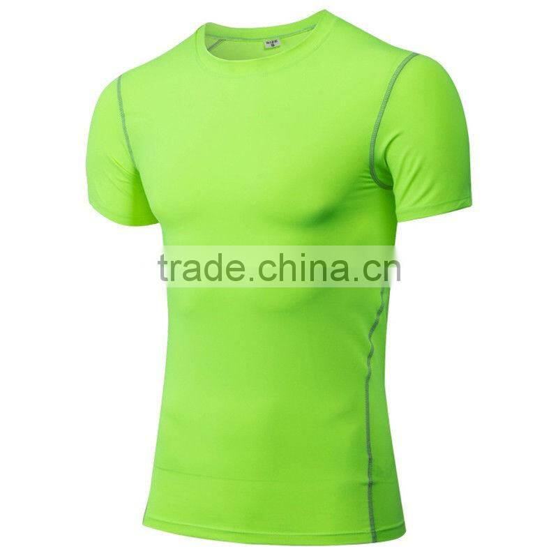 Tights Muscle Men's Stretch Fabric Dry Fit T-shirts Compression Sports Training Athletic Running Wear Gym Mens T Shirts