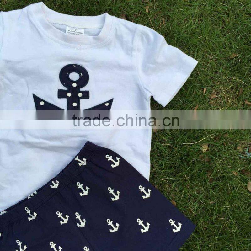 2015 new arrival anchor print shorts boy short set summer short outfit sets