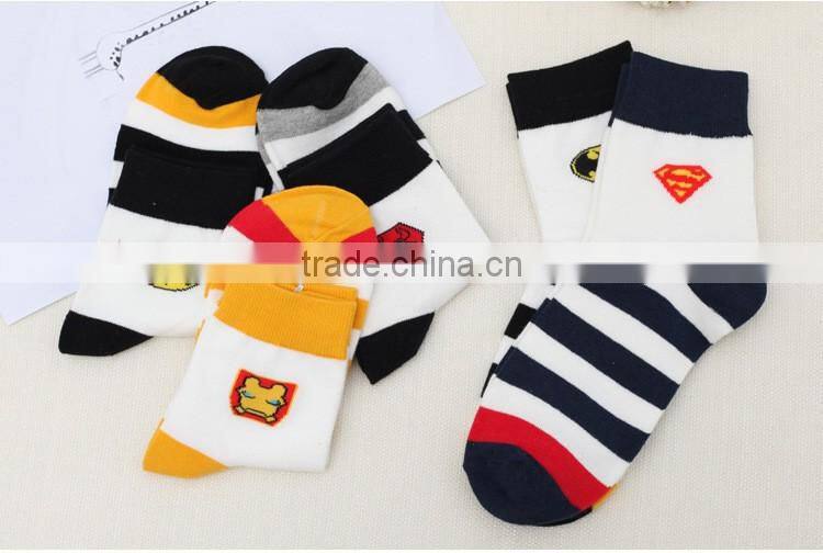 Super Hero Sock Men Stripes Knitted Cotton Sock