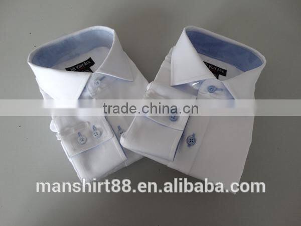 boy's white oxford long sleeve contrast collar and placket spread collar shirt