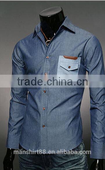 latest fashion contrast color men's casual designer slim fit shirt