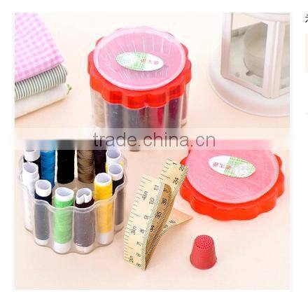 Cheap and convenient Sewing Kit Set in Round Plastic Box