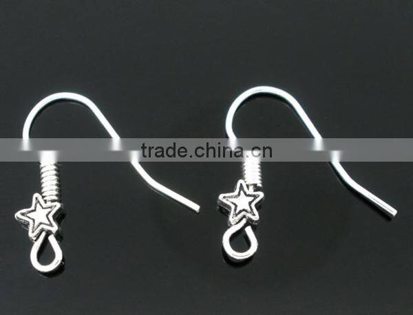 25 Pairs Star Ear Wire Hooks Earring Findings 18x19mm