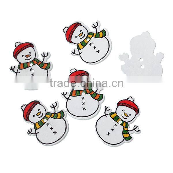 Wood Sewing Buttons Scrapbooking 2 Holes Christmas Snowman At Random