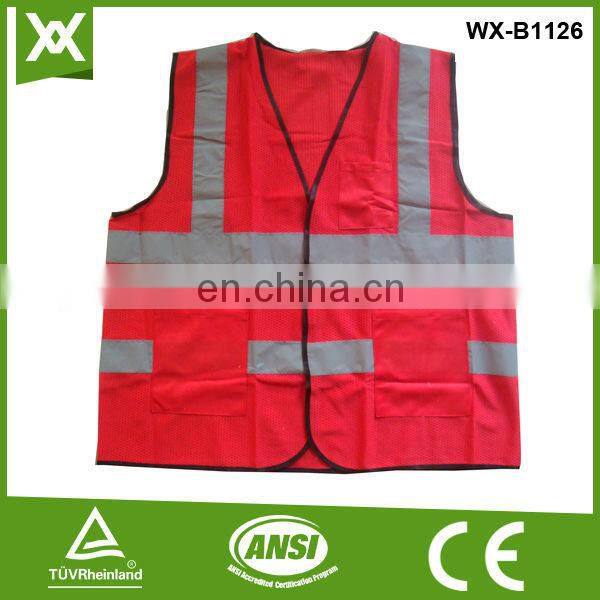 factory polyester fabric mesh /solid knit tape black hi vis vest