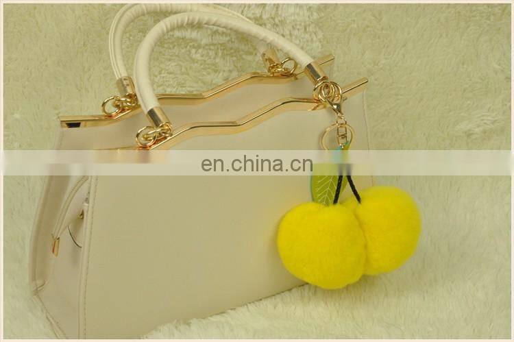 2016 Beautiful and Softly Cherry Accessory Genuine Rabbit Pompom Keychain Fur Ball