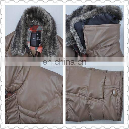 Latest New Mens Winter Fur Collar Thick Padded Down Jacket Leather