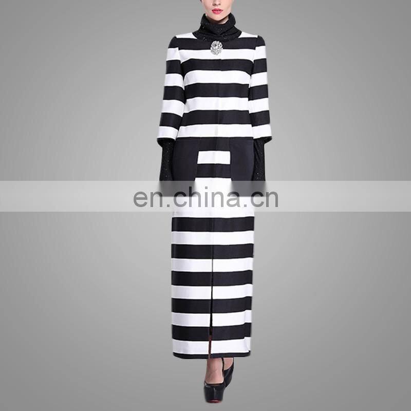 2016 Spring New Women Wind Coat Fashion Stitching Striped Euramerican Ladies Coat Wholesale Apparel