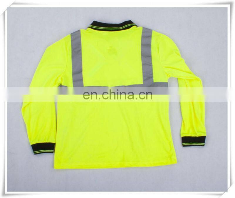 Net Long Sleeves Safety Yellow T-shirts With 5cm Reflective Strips