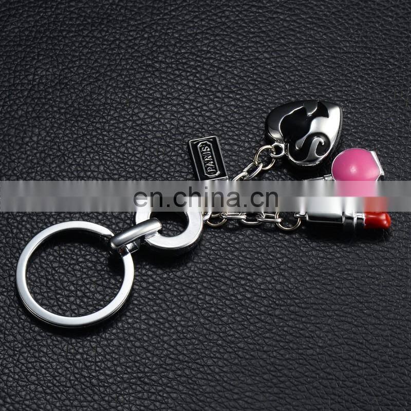 2016 Fashion Custom Metal Red Lipstick Keychain Wholesale Rhinestone Keychain