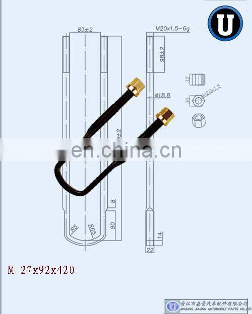 European car spare parts bake paint square bend u bolt