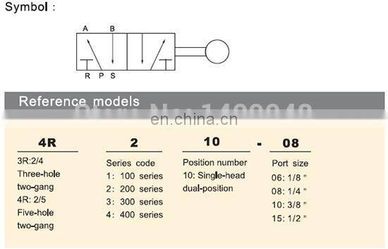 GOGO ATC 5 way 2 position Manual control valve Pneumatic air hand draw valve 4R310-10 Port 3/8" BSP
