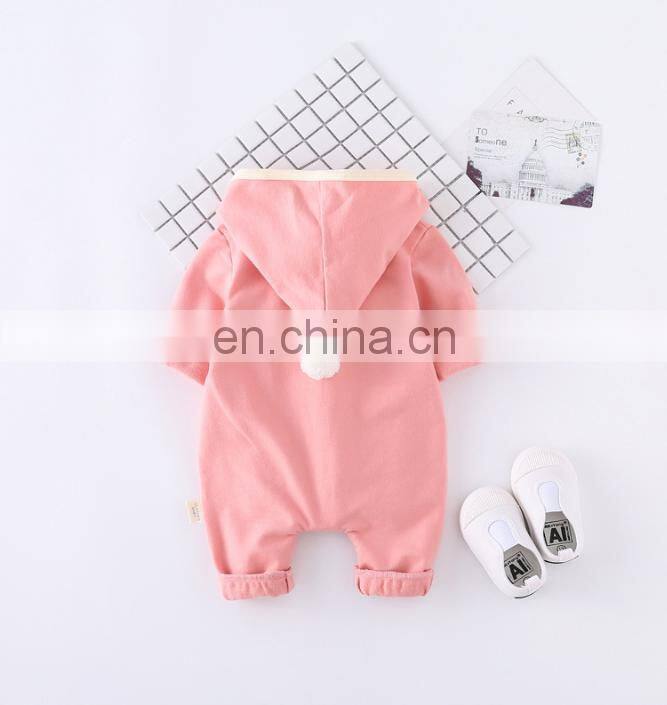 Wholesale Long Sleeve Solid Color Zipper Hoodie Autumn Winter Baby Romper
