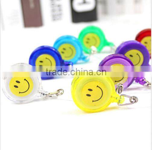 New ID Card Holder 20pcs Reel Retractable Badge Key Tag Clip Name Smiling Face