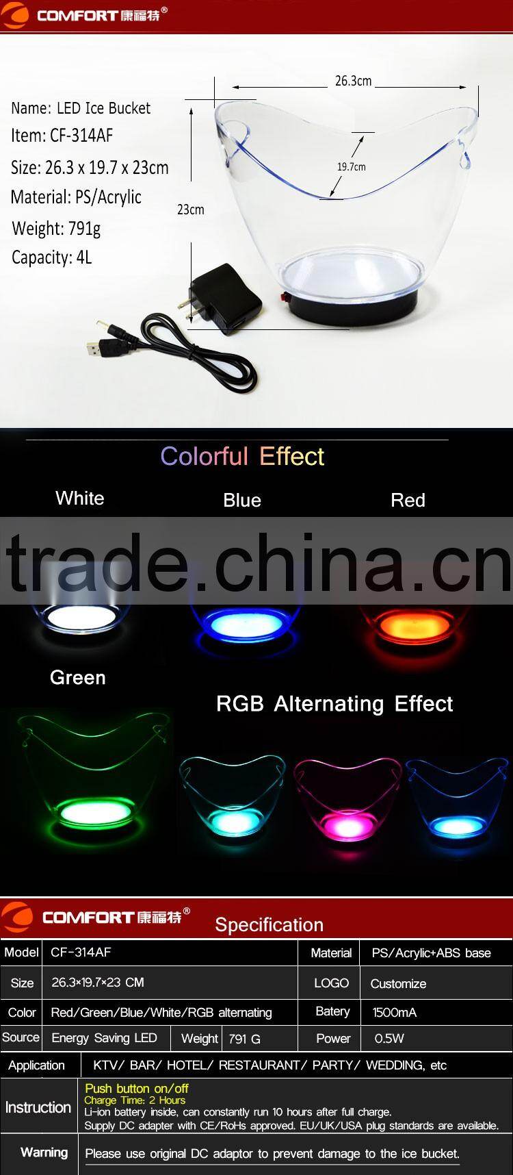 Boat shape rechargeable light up ice bucket