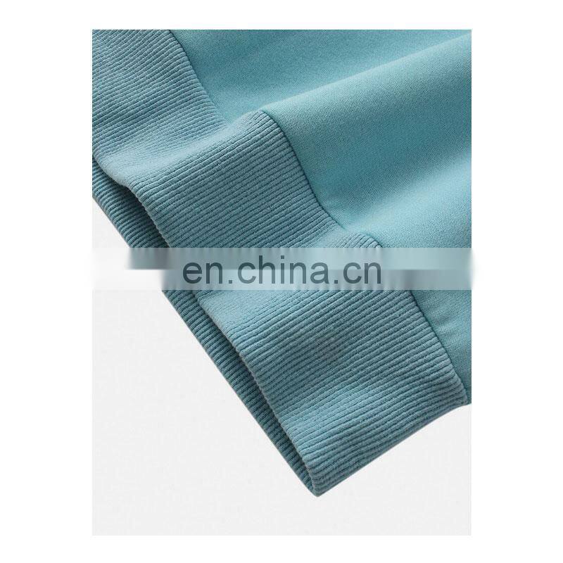 OEM men's loose sports contrast stitching long-sleeved round neck pullover sweater