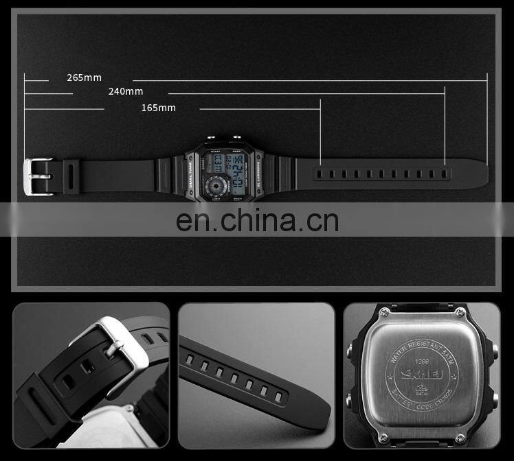 Top 10 hot selling cheap digital watch Skmei wrist watches men ABS case material Imported LED relojes hombre 1299