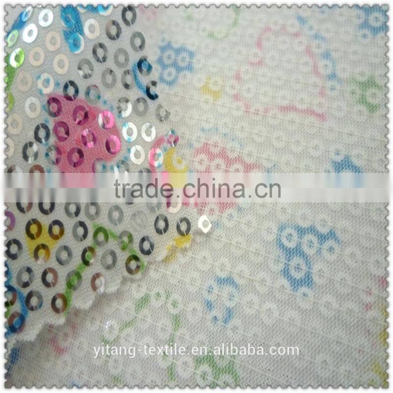 printed heart pattern sequin fabric